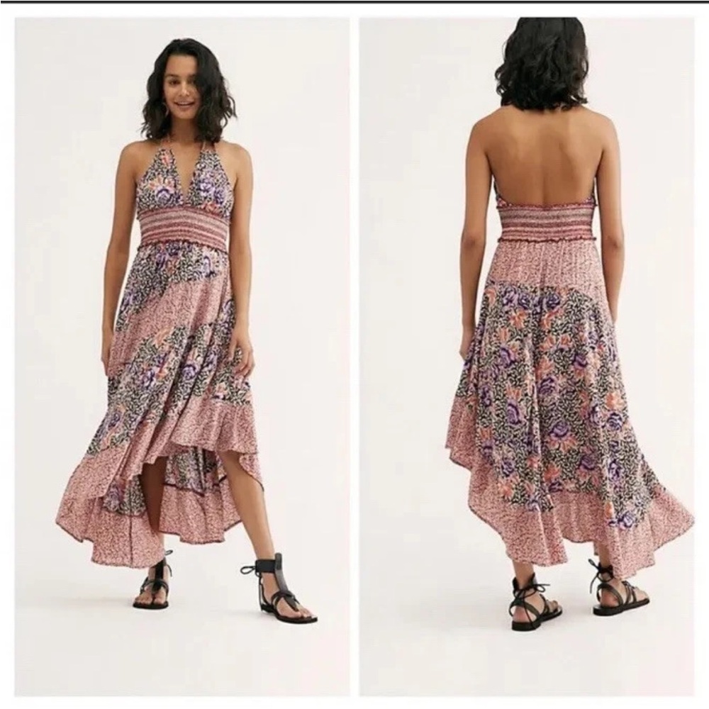 Free People Gabriela Patchwork Halter Dress